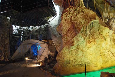 Picture: Work scaffolding inside the Venus Grotto